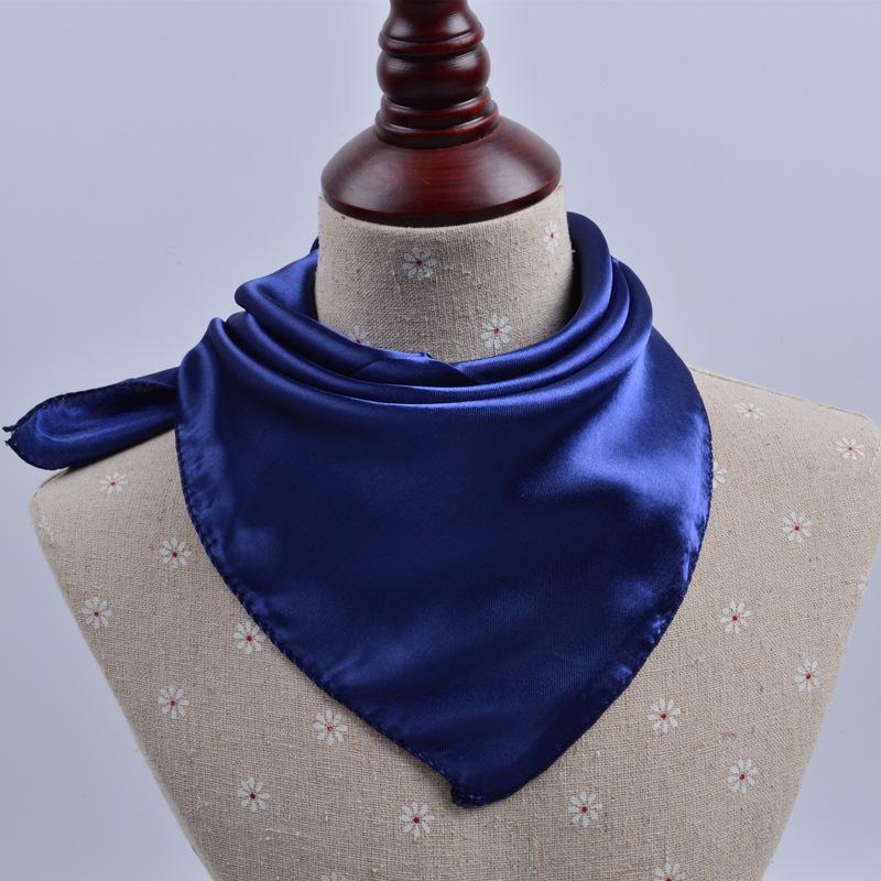 50x50cm Women Solid Square Scarf Single Performance Boy Girl Small Simulation Silk Scarves Flight Attendant Party Gift