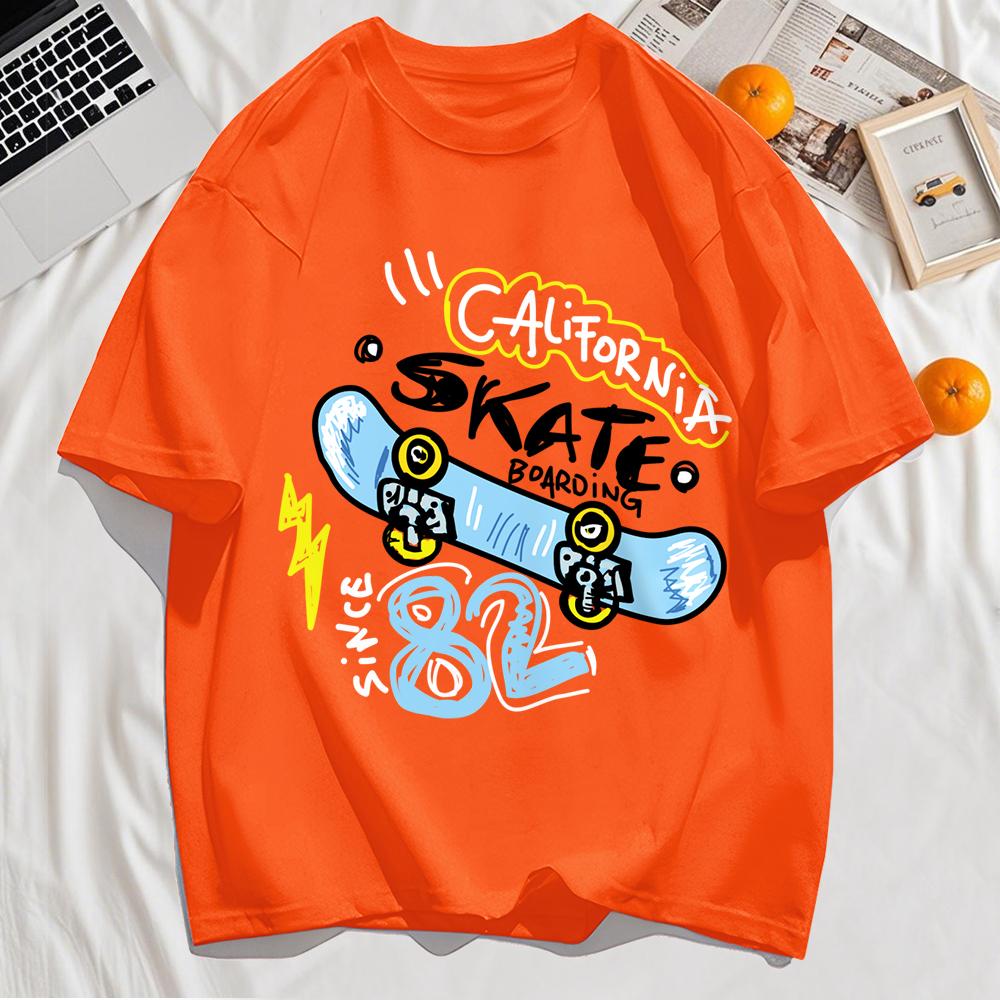 Футболки с принтом California Skate Number 82, с круглым вырезом, летняя уличная одежда оверсайз, одежда из мягкого хлопка, футболка