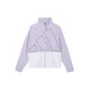 Vintage Sports Stand Collar Color Block Logo Print Casual Training Jacket Women Jacket Light-Purple GL5620
