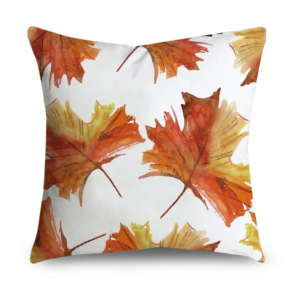 Autumn Cartoon Leaf Pattern Decorative Pillowcase Living Room Office Ornaments Home Pillowcase