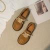 Fashion Retro Flat Sole Single Shoes 2024 Autumn New Frosted Breathable Cow Rib Sole Small Leather Shoes Durable Casual Women's Shoes