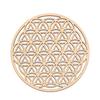 Hot New Chakra Flower of life Natural Symbol Wood Round Edge Circles Carved Coaster For Stone Crystal Set Home Kitchen DIY Decor