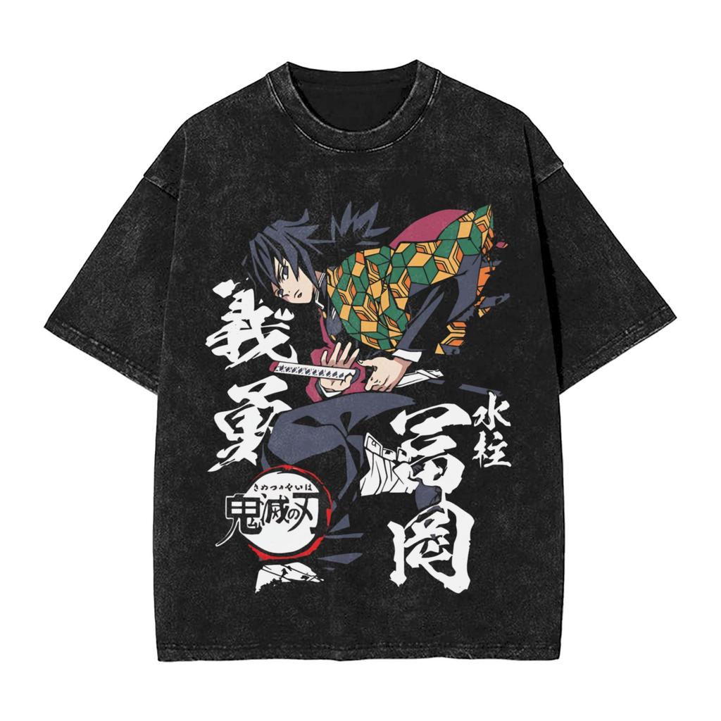Demon Slayer Tokito Muichiro Mist Breathing Printed Tshirt Mens and Womens Washed Tshirt High Quality Vintage Cotton Tshirt