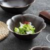 Ceramic Gold Border Flower Shaped Bowl Retro Salad Bowl Dessert Bowl Thick Soup Bowls Service Bowls Hotel Specialty Tableware