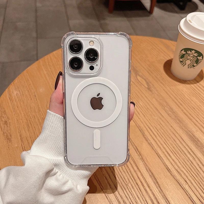 Luxury Shockproof Magsafe Wireless Charge Transparen Case For iPhone 11 12 13 14 15 16 17 Pro Max Plus Air Magnetic Bumper Cover