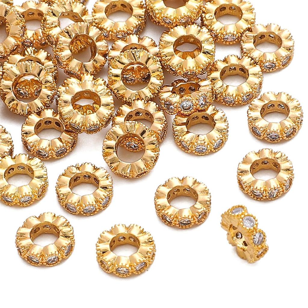 Медные микроинкрустированные цирконовые бриллиантовые кольца-разделительные бусины для изготовления ювелирных изделий своими руками