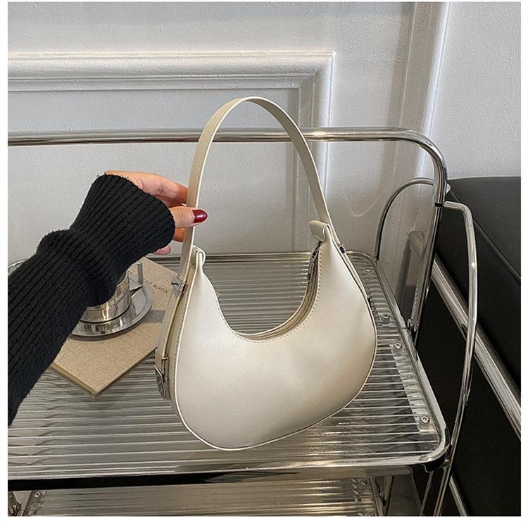 Women Solid Color Zipper Dumpling Bun Satchel Bag Leisure PU Leather Small Shoulder Bags Adjustable Band Strap