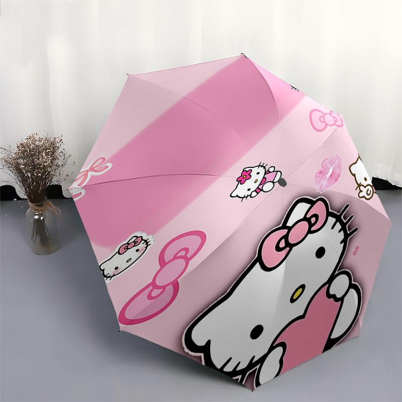 1pc Hello Kitty umbrella automatic open/close, 8-Rib Durable Frame, Compact Folding Design, Ideal Birthday/Holiday Gift 1134A