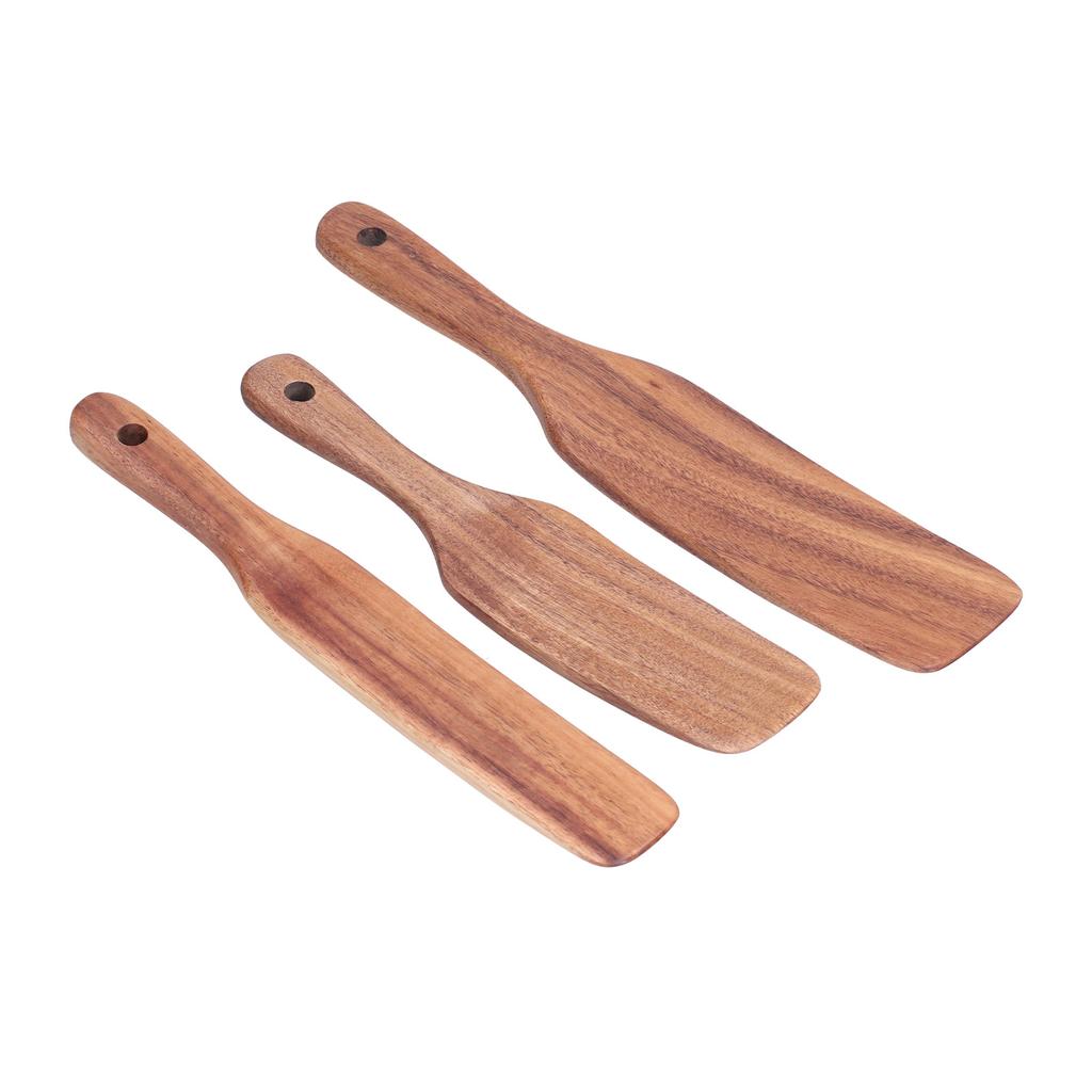 3Pcs Set Wooden Spurtles Set Slotted Spatula Kitchen Utensil for Stirring Mixing