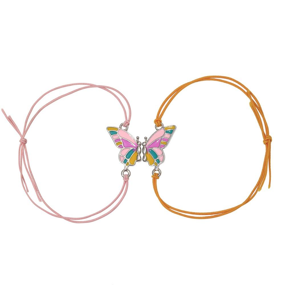 2 шт./набор Классический браслет-бенгл с подвеской-бабочкой Креативный браслет на эластичной веревке Лучшие друзья