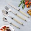 4/6/24pcs Laguiole Ivory White Silverware Stainless Steel Steak Knives Table Forks Dinner Spoons Dessert Teaspoon Xmas Cutlery