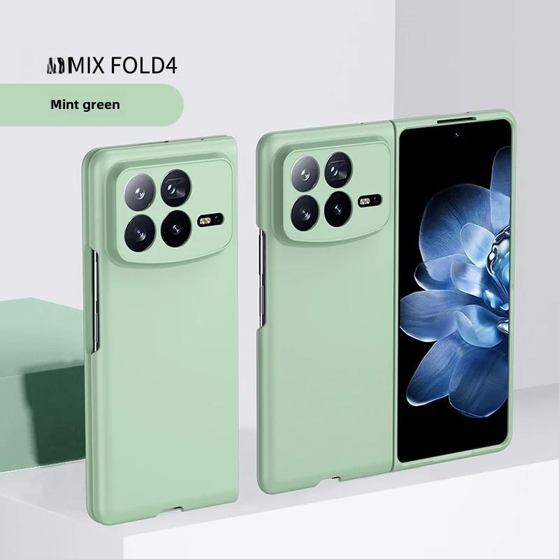 Роскошный Модный Однотонный Складной Чехол-Книжка для Xiaomi Mix Fold 4 с Покрытием, Приятным на Ощупь, Противоударный, Защищающий Экран и Объектив, Полностью Закрывающий Чехол