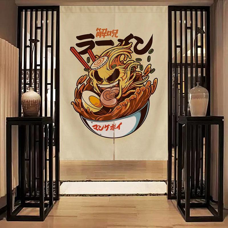 Nordic Door Partition Kitchen Snack Shop Restaurant WartainJapanese Sushi Dharma Fish Door Wartain Printing Bedroom Window
