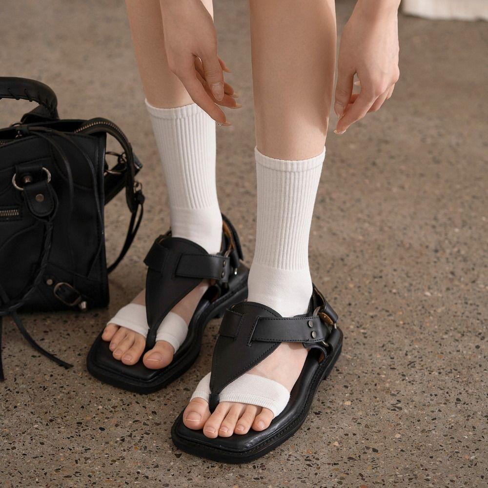 Match Flip Flops Flip Flop Socks Solid Color Thin Cotton Socks Simple Split Toe Socks for Women