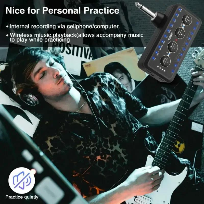 Lekato Portable Guitar Amp Headphone Amplifier W/distortion Fx-Rechargeable Mini Speaker for Travel,recording & Silent Practice