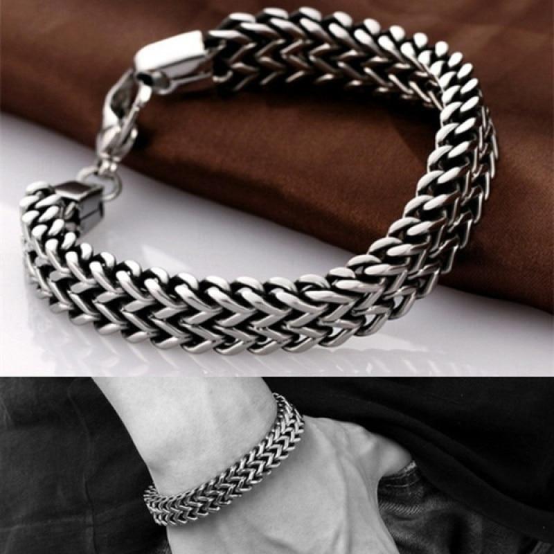 Bracelet for Men Male Snake Chain On Hand Double Link Chains Bracelets Armband Male Jewelry Stylish Stainless Steel Ball Chain