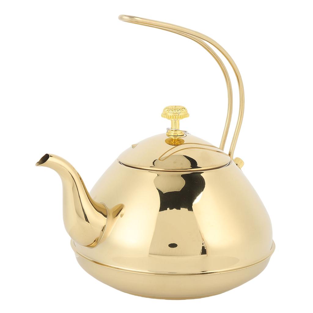 Gold 1.5L Stainless Steel Teapot Brewing Tea Kettle with Strainer for Restaurant and Home
