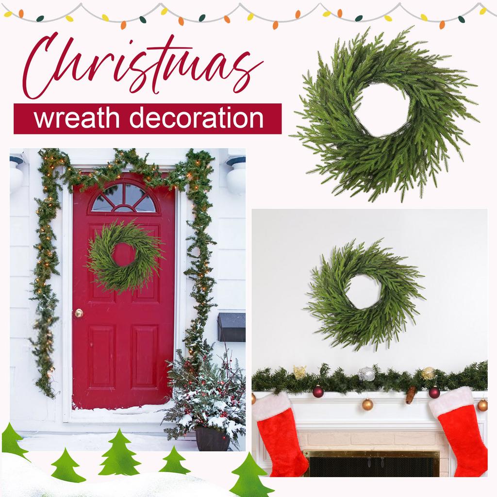 Norfolk Wreath For Front Door Artificial Christmas Wreath Green Faux Wreath For Wall Mantle Outdoor Christmas Decoration