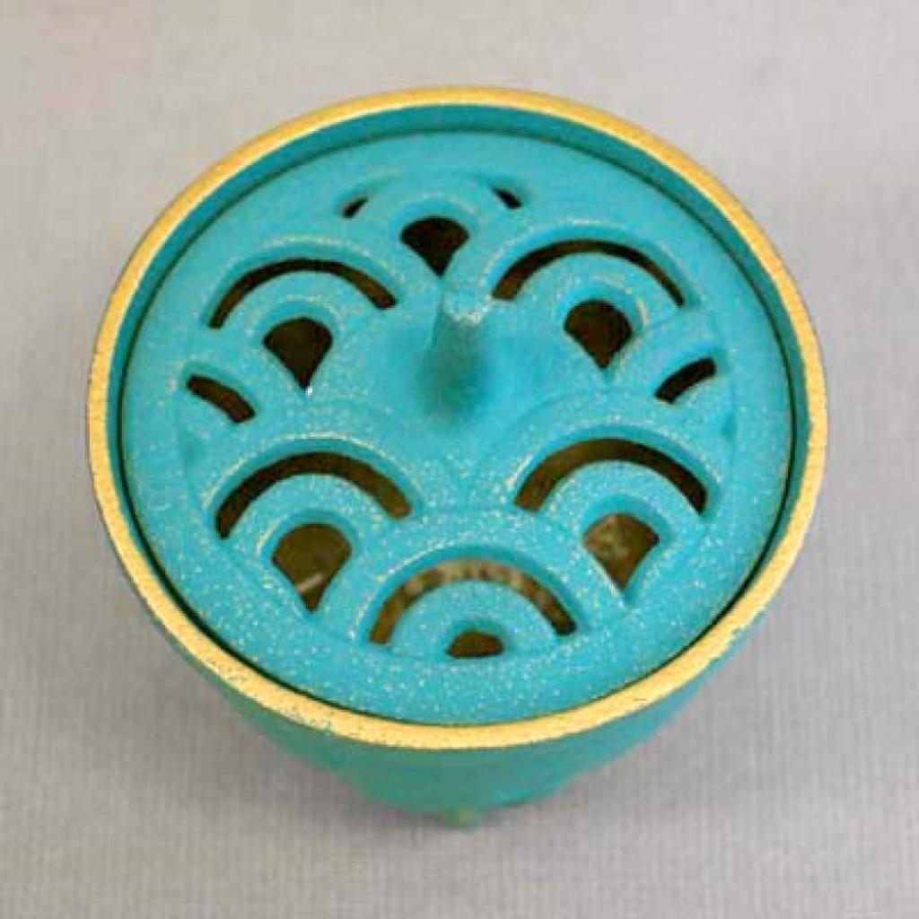 Iwachu Благовония Курильница Синий Корпус Размер x H9 29212 Дизайн Аксессуары Nambu Ironware Золото/Турецкий (см) 8,5