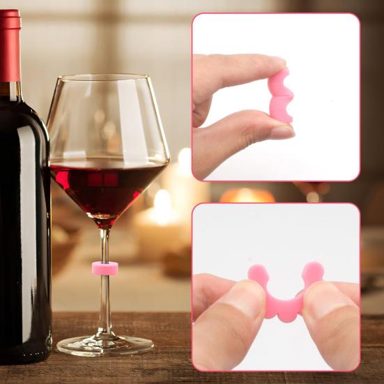 12Pcs Silicone Wine Glass Markers Color Random Wine Glass Identifier Rings Juice Beverage Wine Glass Labels Tags for Parties Receptions Weddings