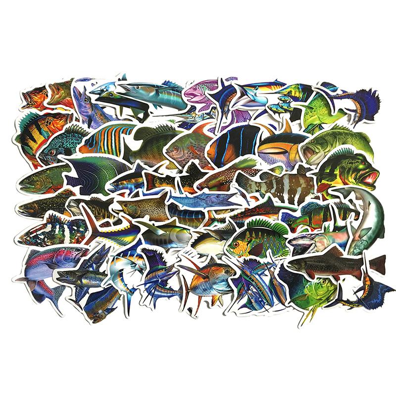 50 шт. наклеек для рыбалки на открытом воздухе для телефона, ноутбука, багажа, скейтборда