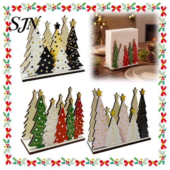 Dining Table Centerpiece Christmas Tree Napkin Holder for Tables, Rustic Wooden Cocktail Tissue Party Decoration Dispenser, Farmhouse Standing Kitchen