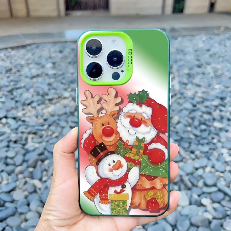 Чехол для телефона на Рождество для iPhone 13 12 Pro Max Mini 16 15 14 Plus Pro Max 11 Ударопрочный Лазерный Задний Чехол для Телефона Funda