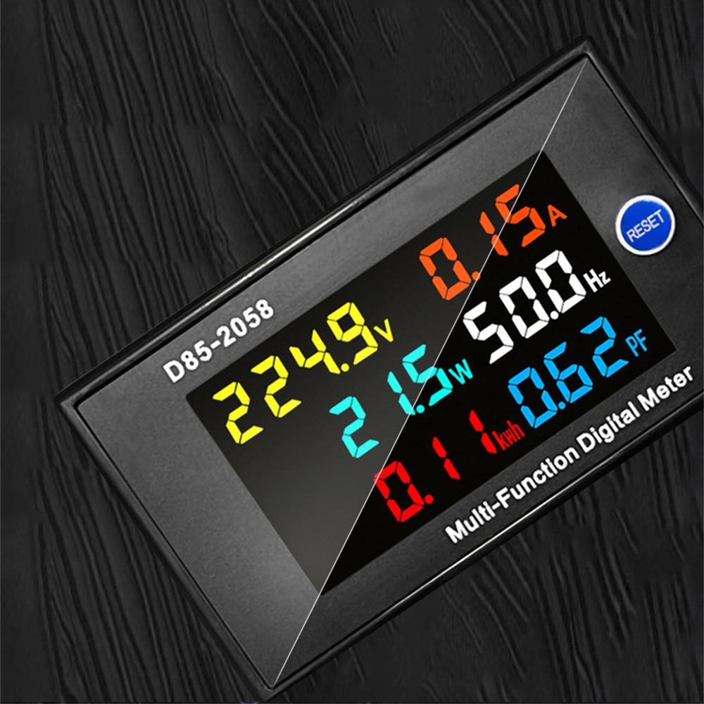 D85-2058 AC40-300V Digital Voltmeter Ammeter Multi-function Single Phase AC Power Frequency Electric Energy Power Factor Monitor