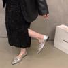 French Flat-soled Silver Mary Jane Single Shoes Women's Shoes Spring and Autumn 2025 New Spring Skirt Gentle Evening Shoes