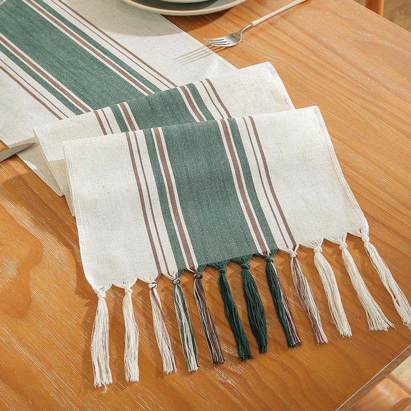 Рождественская дорожка на стол с кисточками ручной работы, полосатая дорожка на стол, украшение в стиле бохо, дорожка на журнальный столик для дома, 13x72 дюйма