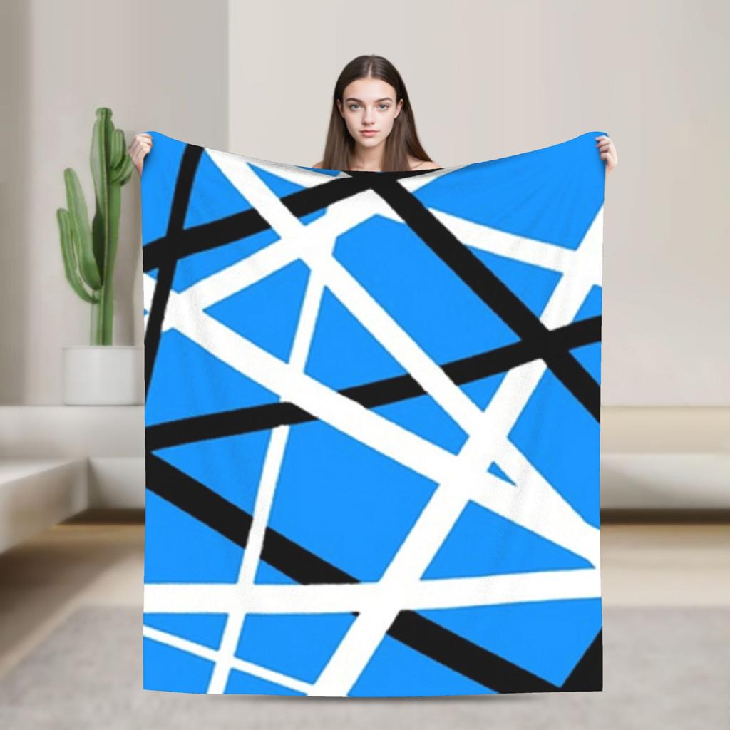 Warm Cozy Blankets Plane Travel Van Halen Blue Rock Stripes Throw Blanket Graphic  Bedspread For Sofa Home