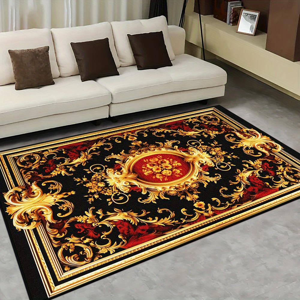 Classic Royal Floor Rug  Luxury Baroque Vintage European Ornate Scroll Floral Stylish Decor Area Rug for Space Home Ornament