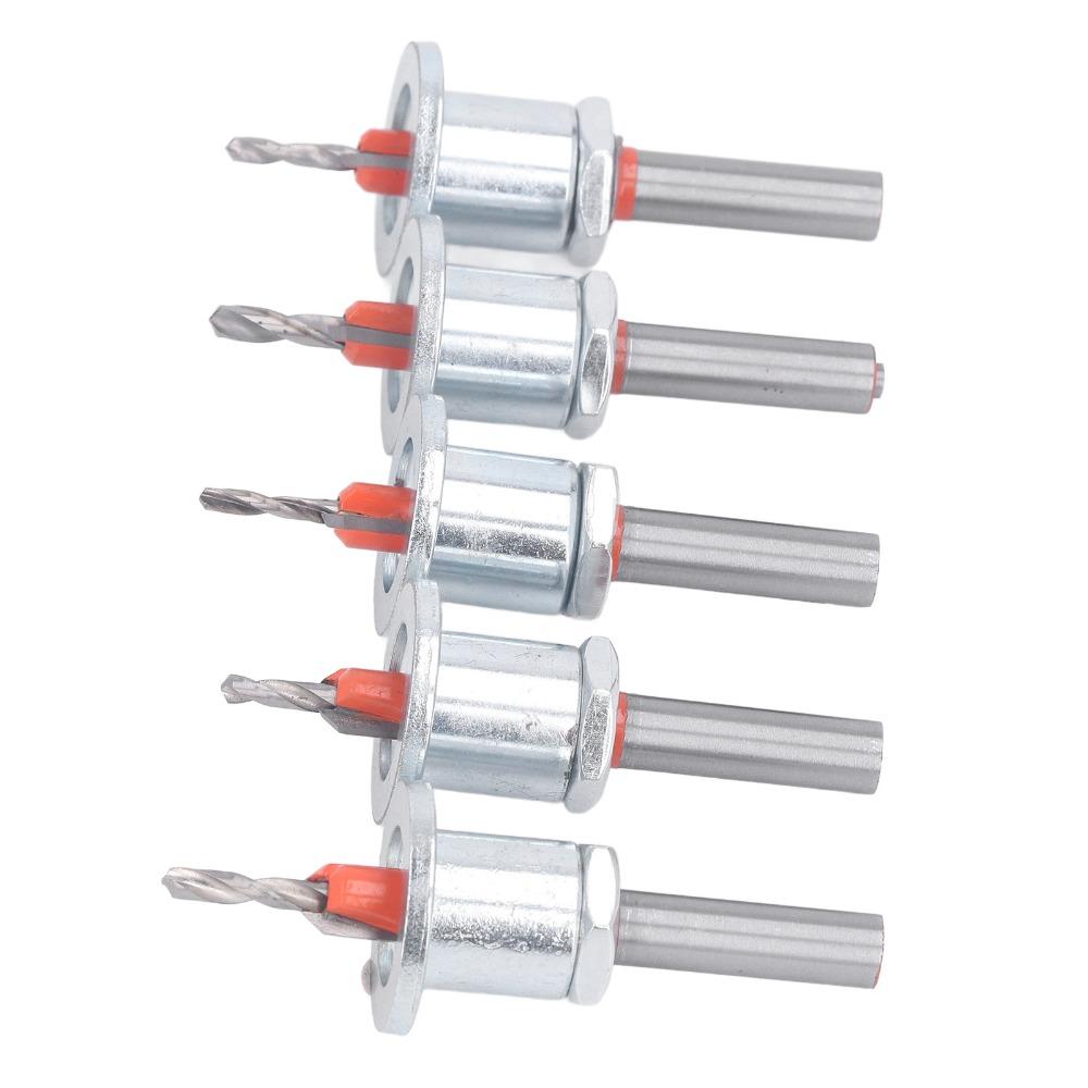 5pcs 8mm Round Shank Adjustable Countersink Bit 2.8-4mm Cone Size Counterbore Bit For Metalworking