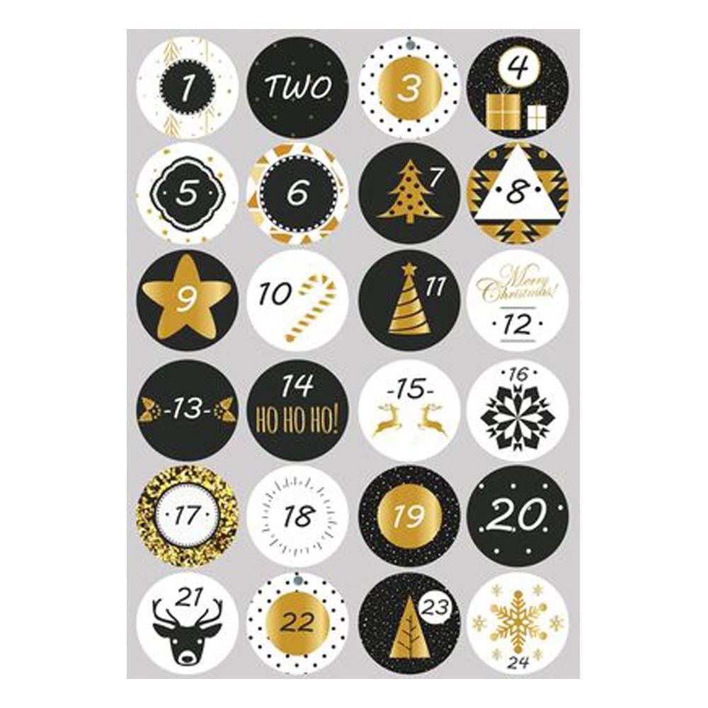 Merry Christmas Gift Stickers Advent Calendar Number Paper Stickers Gift Packaging Labels Decor Greeting Album Lable Stickers