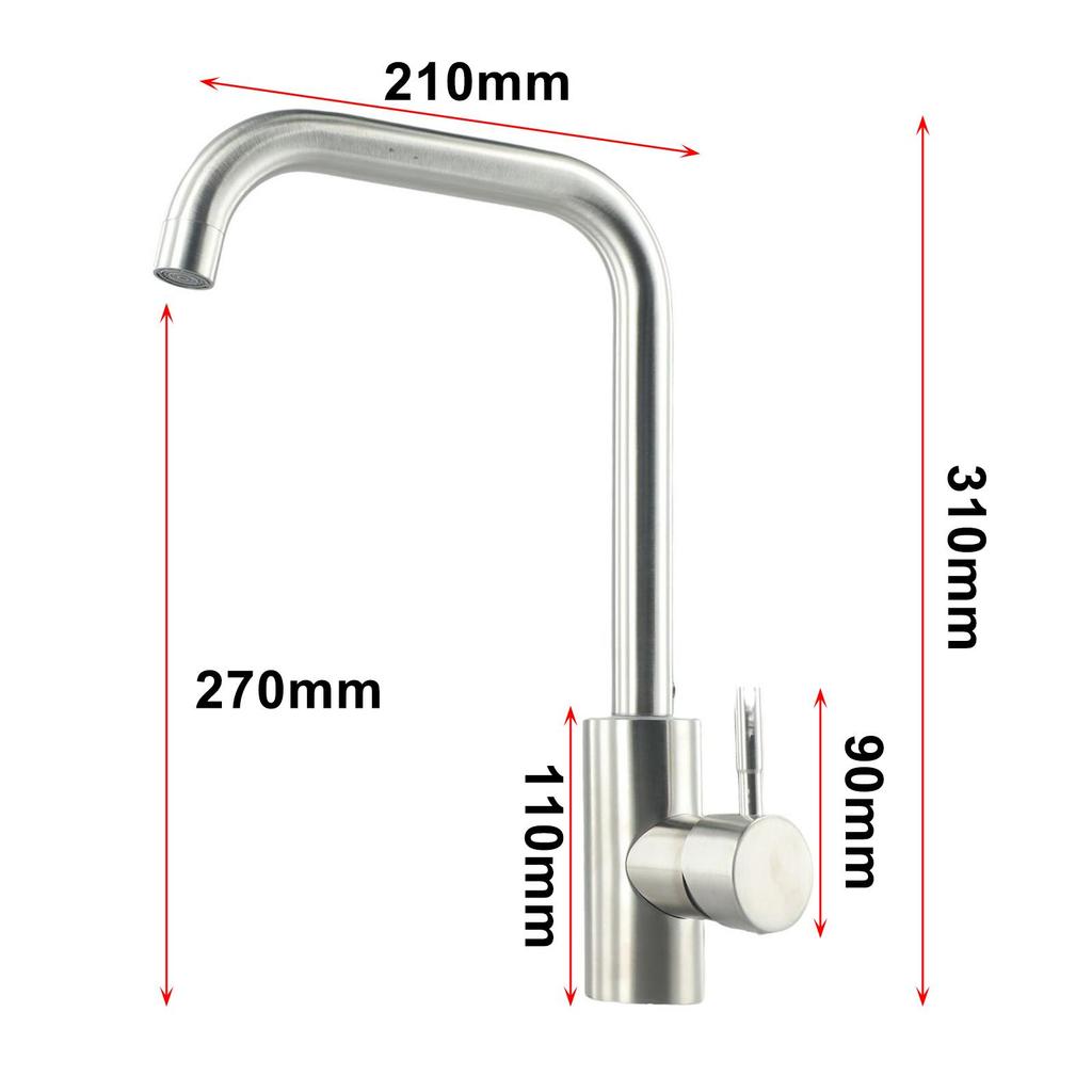 2 Holes Kitchen Faucet 304 Stainless Steel Ceramic Valve Brand New