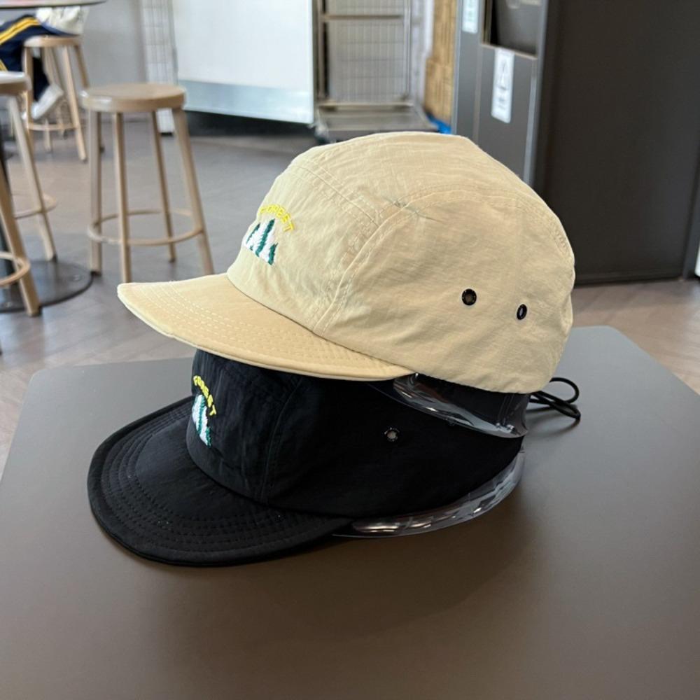 Retro Solid Color Short Brim Baseball Cap Quick-Dry Soft Top Sun Hat Adjustable Drawstring Peaked Cap Girl