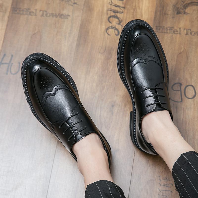 2024 Mens Genuine Leather+Microfiber Soft Anti-slip Oxfords Loafers Man Casual Business Formal Dress Wedding Brogue Casual Shoes
