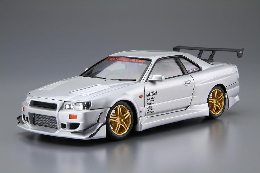 Aoshima Bunka Kyozaisha The Tuned Car Series Nissan BNR34 Skyline Пластиковая модель 1/24 №50 C-WEST GT-R '02 (Машина)