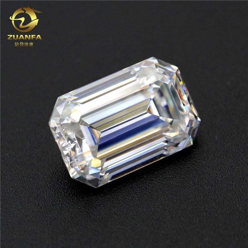 Lab Created Moissanite Emerald Cut Loose Stone DF GH Color VVS Clarity Minimalist Necklace Setting