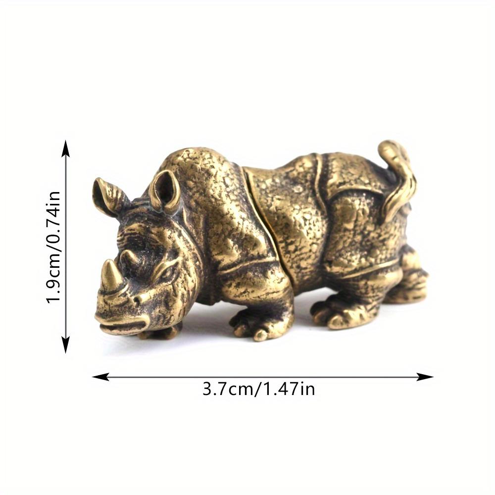 1 шт. Изысканная старинная латунная фигурка носорога - миниатюрная скульптура ручной работы для внутреннего декора дома с медными акцентами и уникальной резьбой