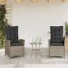 VidaXL Garden Reclining Chairs Set of 2 and Cushions Grey Rattan 365267