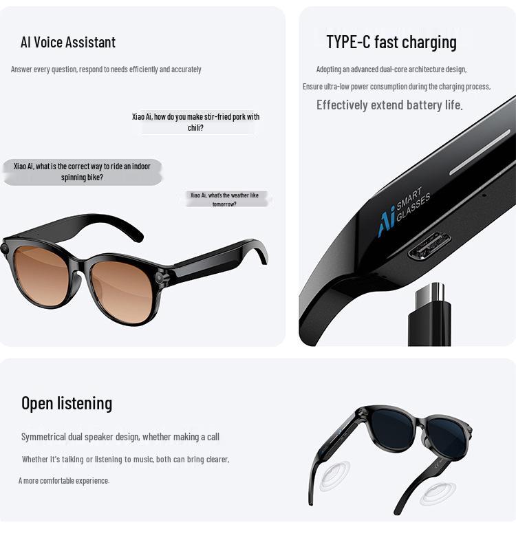M89(WheatAI) Smart Glasses: Bluetooth Calling, 200W Pixel Camera, Anti-shake, AI Translation, Music Playback