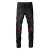 Men's Broken Jeans Patch Jeans High Street Tide Men Slim Small Leg Trousers Jeans Black Jeans