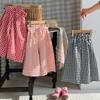 Girls Summer Thin Plaid Straight Nine Minute Pants Middle Child Wide Leg Skirt Pants