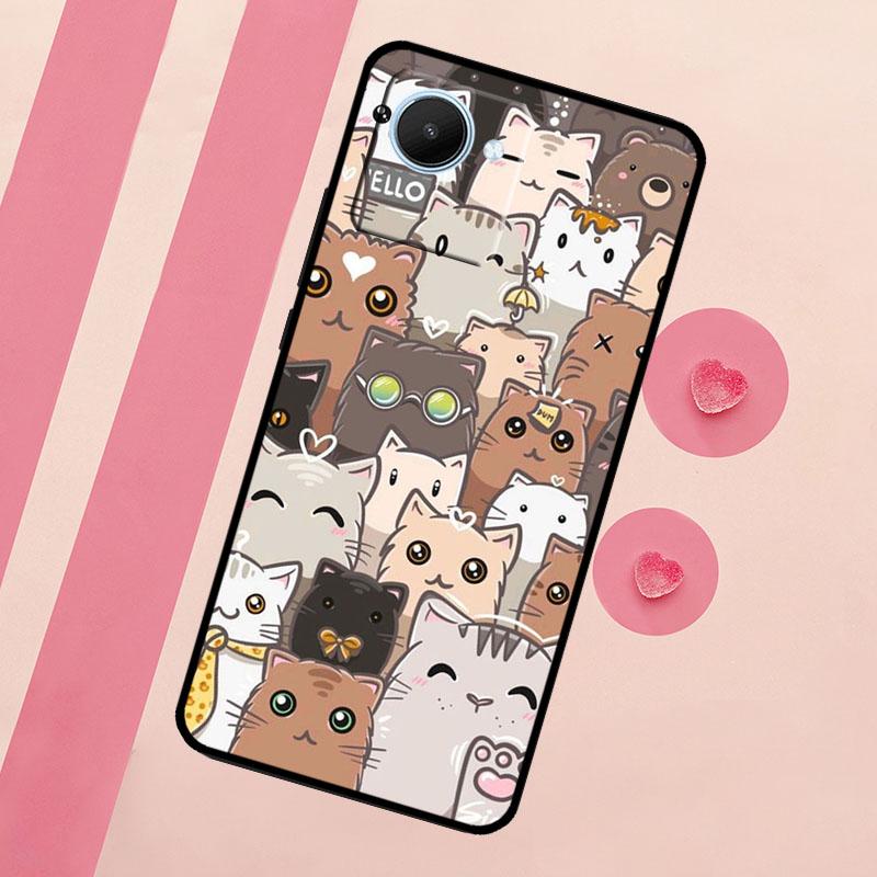 Забавные милые кошки Для Realme C67 C75 C63 C61 C71 C55 C51 C65 C53 10 11 12 13 14 15 Pro Plus GT6 GT7 Pro Чехол