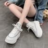 Fashion Women's High-top Canvas Boots, Rinse Boots, Wedge Heel Sneakers, Optical Soles, Ankle Boots, Spring and Autumn Fashion, 8 Cm