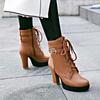 Fashion High Heels Women Ankle Boots Lace Up Fall Winter Platform Ladies Boots Large Size Fashion Shoes White Black Brown 659