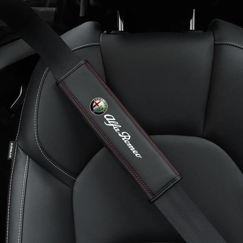 DGJLS1 For Alfa Romeo Giulia Stelvio Giulietta 156 159 147 Mito Tonale Brera Dis 2Pcs Car Seat Belt Cover Shoulder Pad Auto Accessories