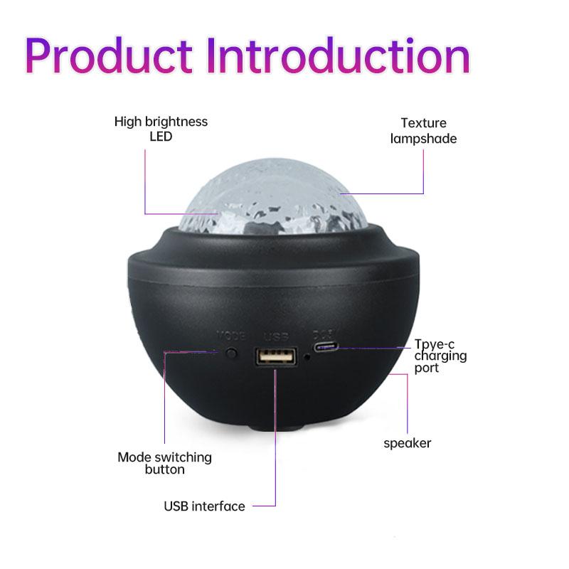 Светодиодный проектор северного сияния USB Aurora Starry Sky Lamp с Bluetooth-динамиком, пультом дистанционного управления и автоматическим вращением для декора спальни