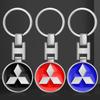 1Pcs Metal Car Emblem Key Chain Rings Auto Keychain Styling For Mitsubishi RALLIART Pajero ASX Lancer X 9 Outlander 3 L200